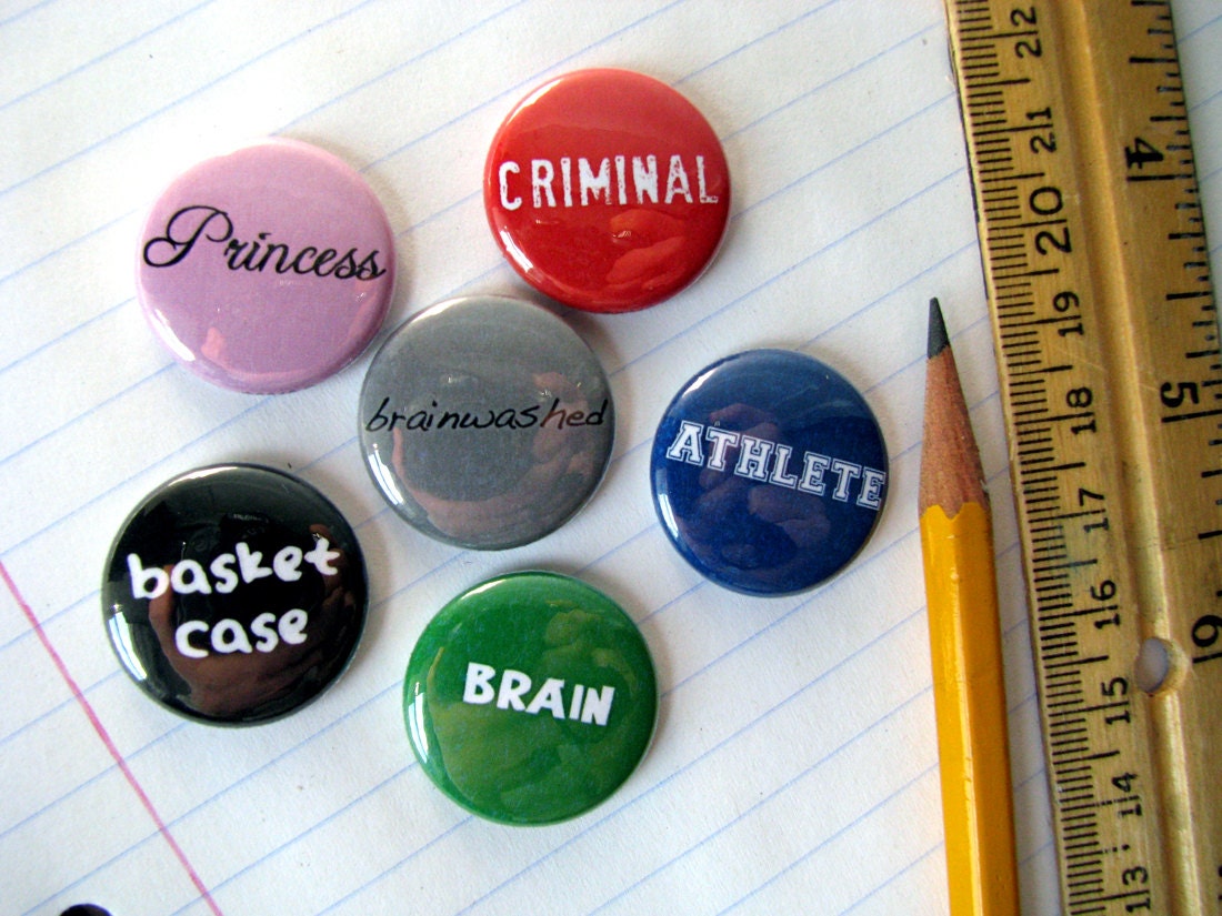 The Breakfast Club - Magnets or Buttons (set of 6)