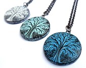 20% OFF SALE - Rustic Blue Winter Tree Necklace - Winter Hibernation Tree Pendant