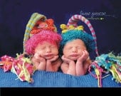 NEW 1 Newborn FLoWER PoWER GiRl Baby Hat PHoTo PRoP Multicolor FuZZy BRiM FaT TaSSeL Stocking Cap PiCk CoLors Pink Orange Teal Aqua Lime
