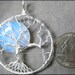 Rainbow Moonstone Full Moon Tree of Life Pendant Sterling Silver Wire Wrapped Opalite (Luna Lunar Night Sky Mystical)