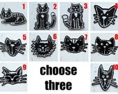 Set of 3 Cat Stickers - Your Choice - Vinyl Wall Decal or Bumper Sticker