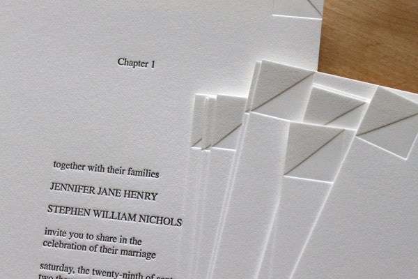 Letterpress Book Wedding Invitation - New Chapter (Sample Set)