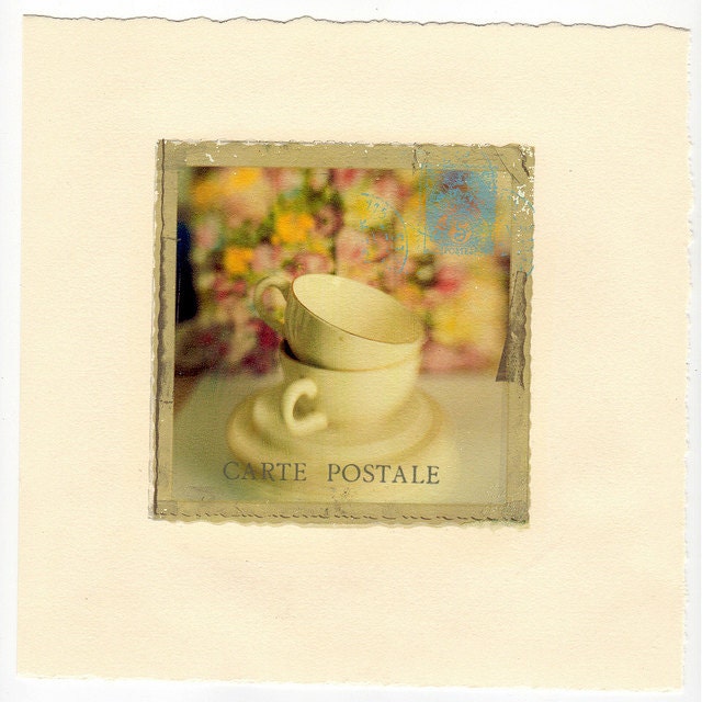 Fine Art Photography Inkjet Image Transfer Tea CupsCarte Postale 8x8 Photo Modern Wall Decor, Office Decor