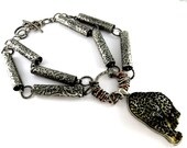 Metal stylish necklace, pewter, panther pendant. By Fashion Brand Faina.
