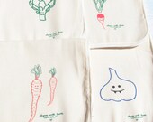 Veggie Vampire - Set of 4 different tasty-looking yet terrifying tea towels