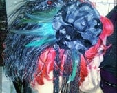 Feather Fringe Velvet Flower Fascinator - Hollywood Hills