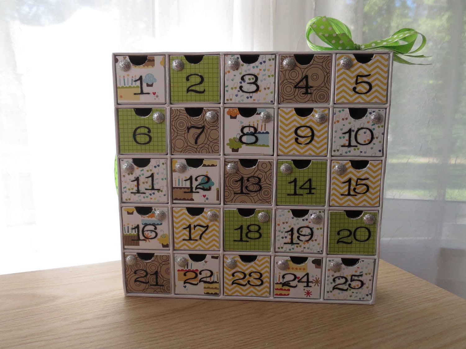 Birthday Countdown - Boy - Blue Yellow and Green Bday Cakes and Music Notes