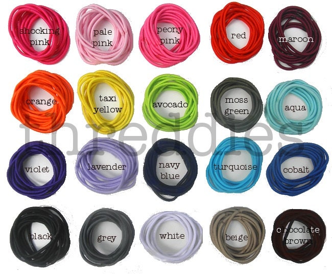50 ponytail holders / ponytail elastics - MAKE YOUR own ASSORTMENT from 20 solid colors and 6 metallics - no metal
