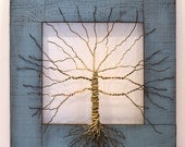 Original Wire Tree Abstract Sculpture Painting Sculpture  ... Wire tree on salvaged frame, Giacomelli ... Perfect gift size 18" x 18"