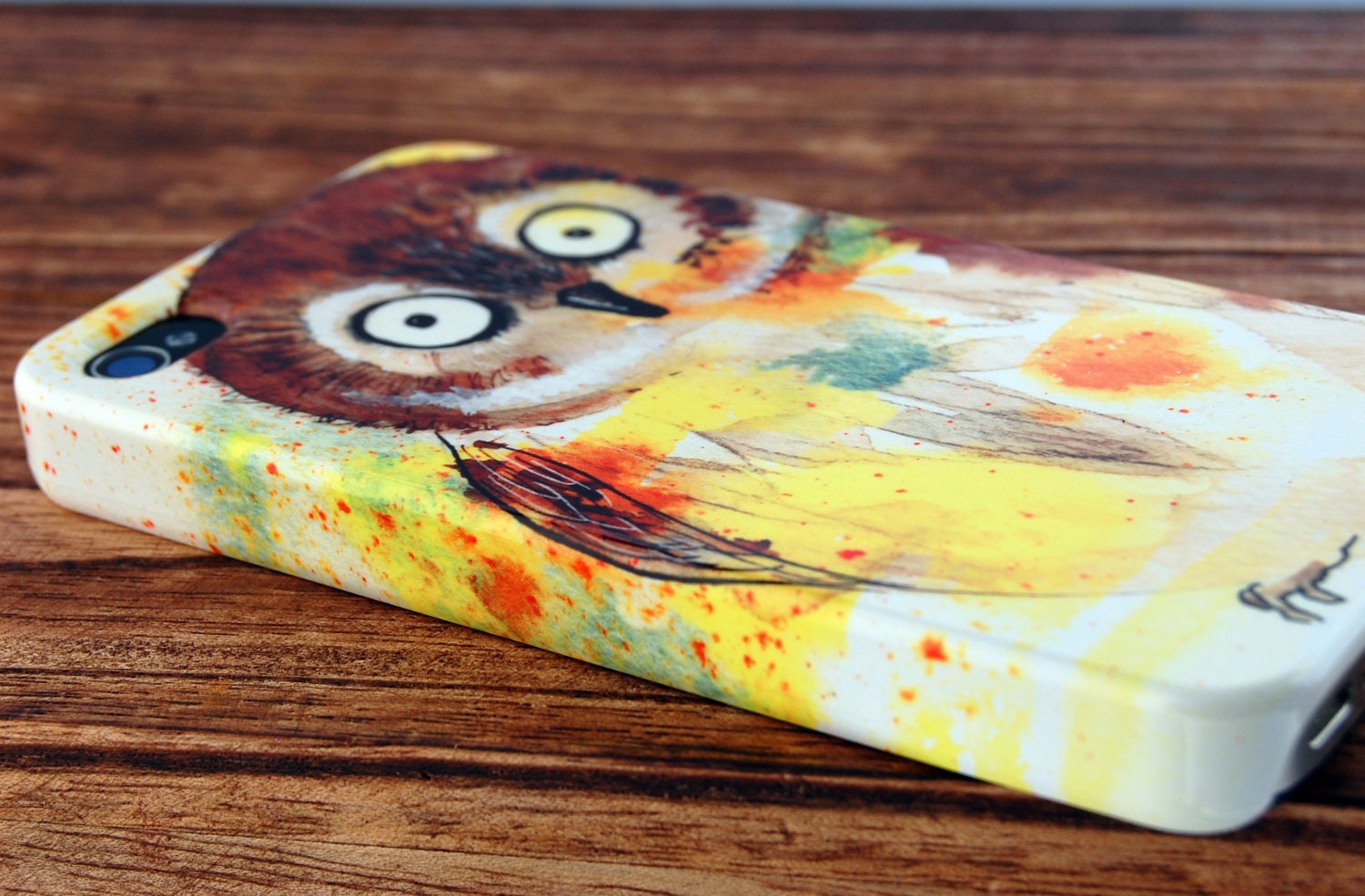 iPhone 4 phone case - Owl - watercolor art cute cellphone cover phone hard-case cell accessory barn owl bird Canadian painting Oladesign