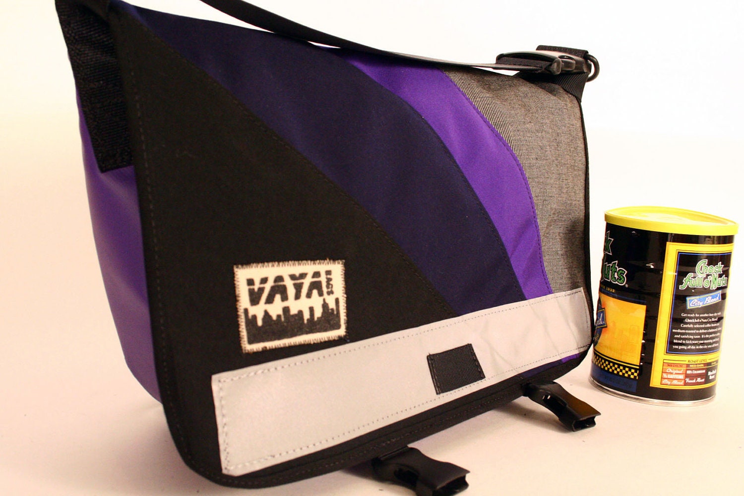 Petite Sunburst Messenger Bag with Charcoal Tweed Canvas