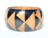 Black Stained Wood Bangle- S-XL