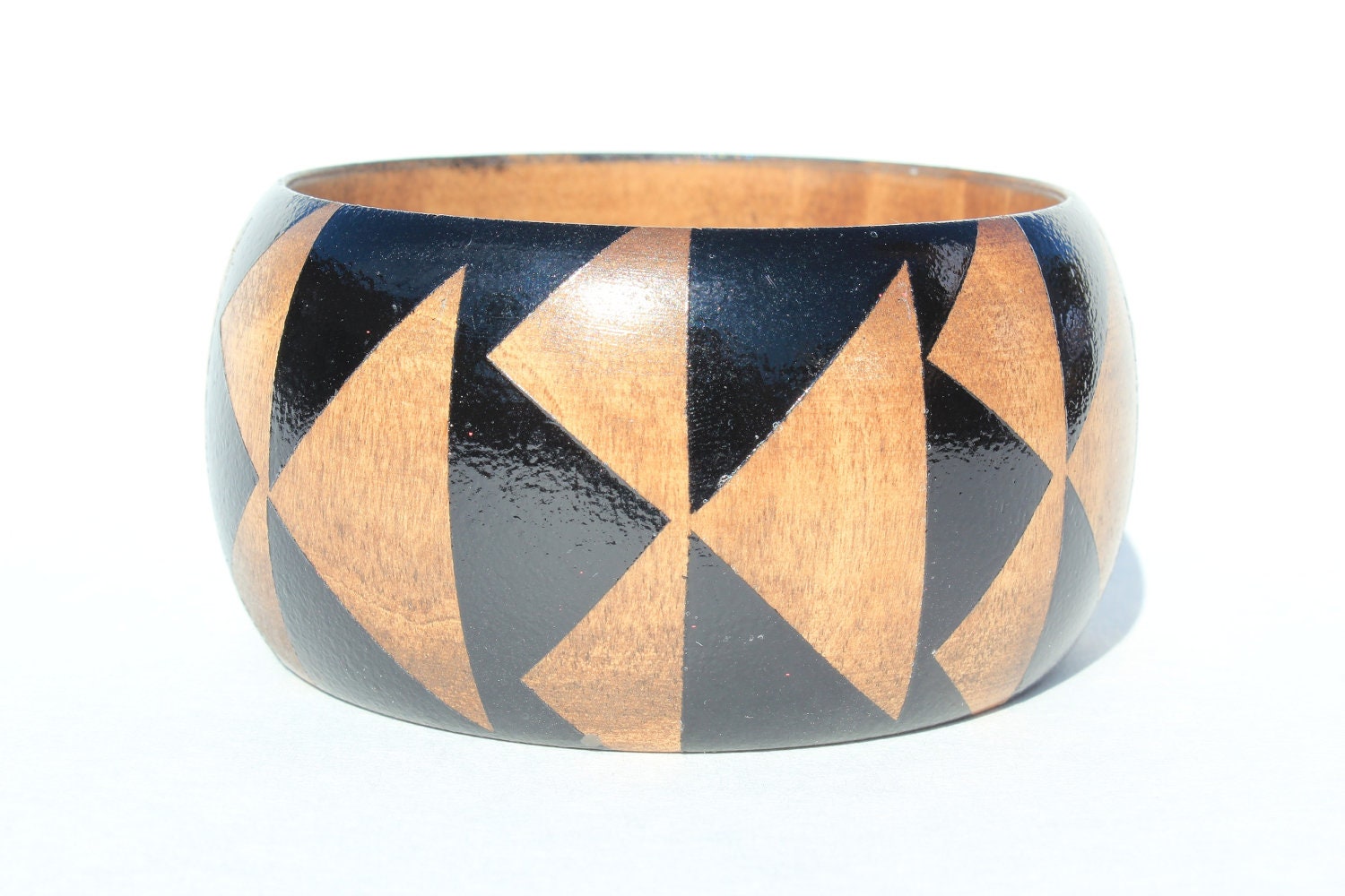 Black Stained Wood Bangle- S-XL