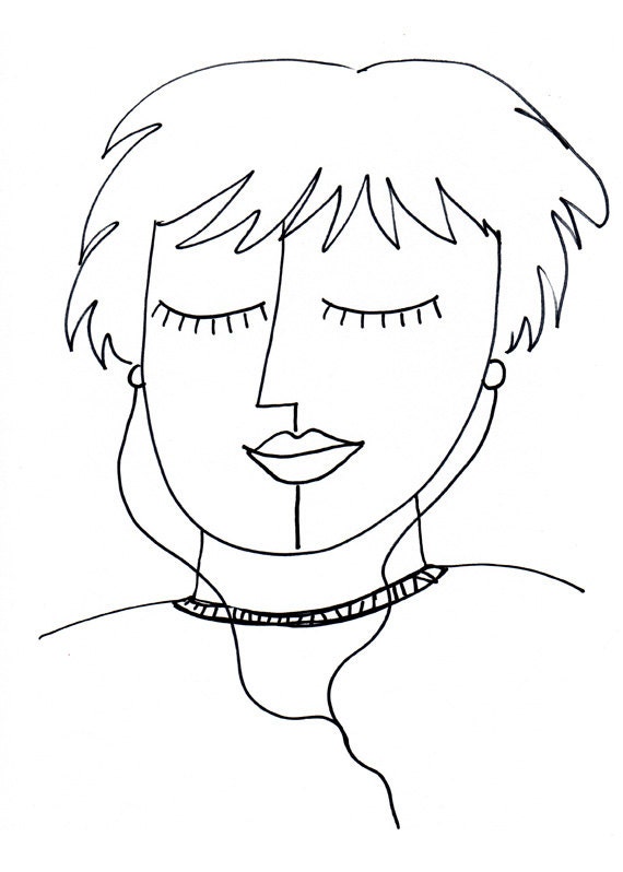 Listen to the Music DRAWING PRINT - iPod, iphone, earbuds, Music Art, Line Drawing Print - 5 x 7 Giclee by Claudine Intner
