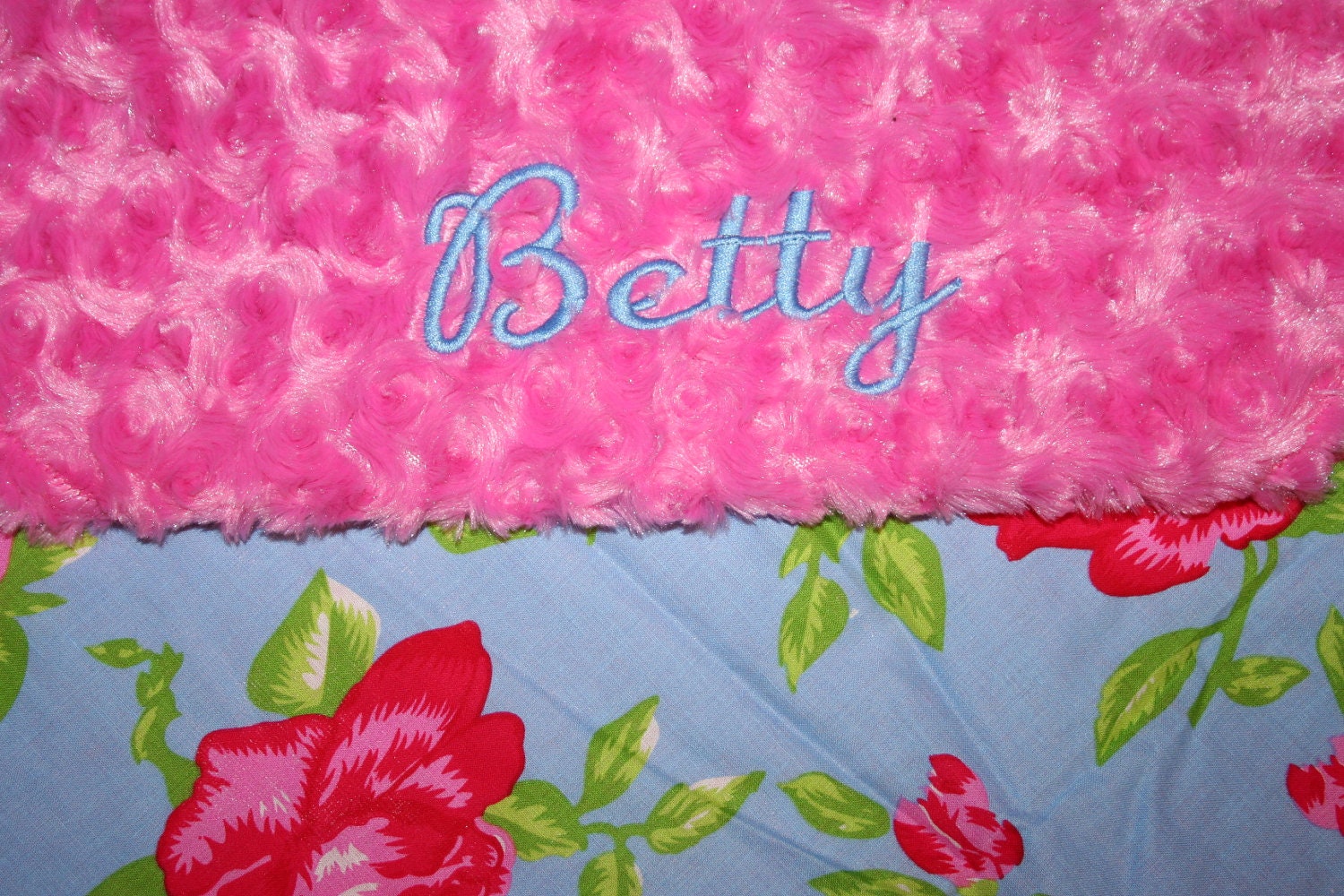 Rose Baby Blanket  - Pink and Red Roses - Girl Baby Gift