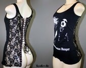 Darkthrone Lace Tank Corset Top Black Metal