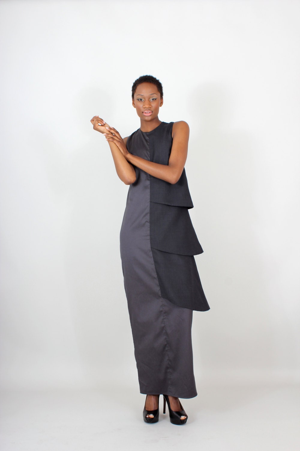 Asymmetrical Tiered Gown