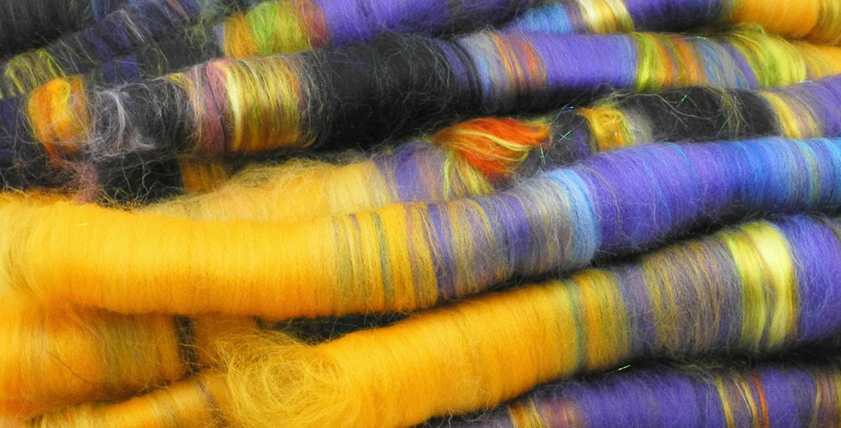 Hand Dyed Fiber - Rolags for Spinning  - 3.75 oz