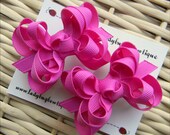 Pretty Pigtails - Mini Boutique Hair Bow Set - Wild Berry Pink