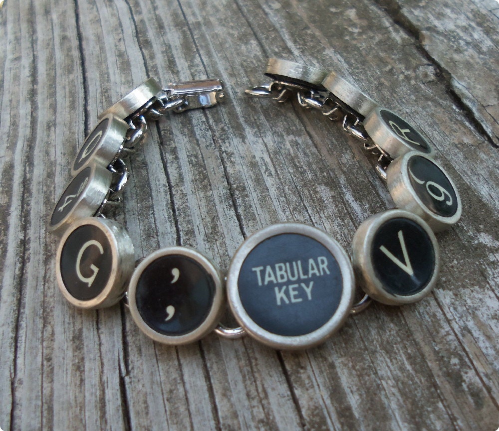 Vintage Typewriter Key Bracelet