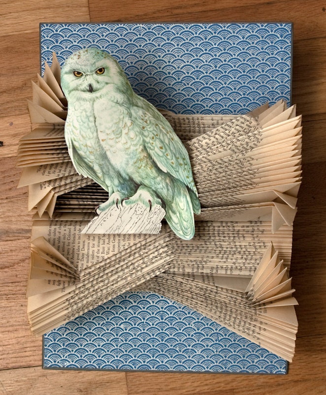 Original Altered Book with Snowy Owl