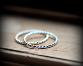Dotted rings duet - 2 recycled sterling silver rings