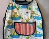 Frog Apron - handmade, boy, girl, smock, art, cooking, child, primary colors