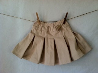 Khaki Pleated Skirt