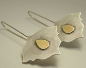 Modern lotus design earrings made from Argentium silver and Brass