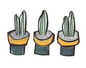 three green cacti - A4 giclée art print