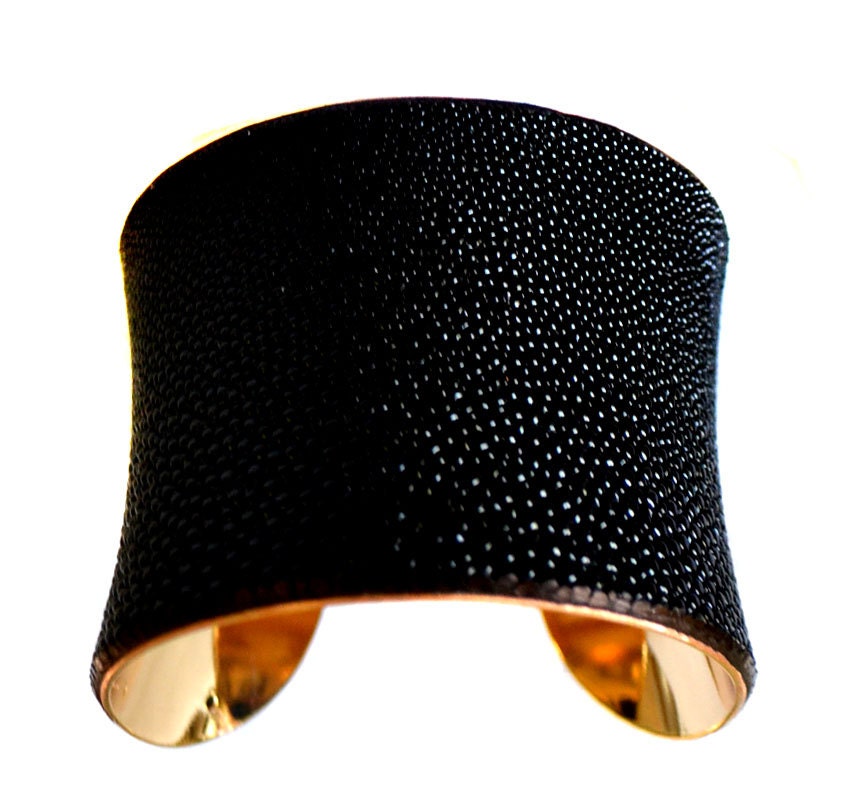 Black Stingray Gold Lined Cuff Bracelet - by UNEARTHED