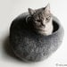 Cat Nap Cocoon / Cave / Bed / House / Vessel - Hand Felted Wool - Crisp Contemporary Design - READY TO SHIP Warm Gray Stone Bubble