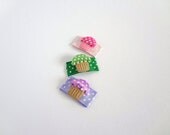 Set of 3 Cupcakes Baby Snap Hair Clips / CLEARANCE