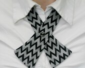 Womens Neck Tie - Gray & Black Zig Zag - Deco