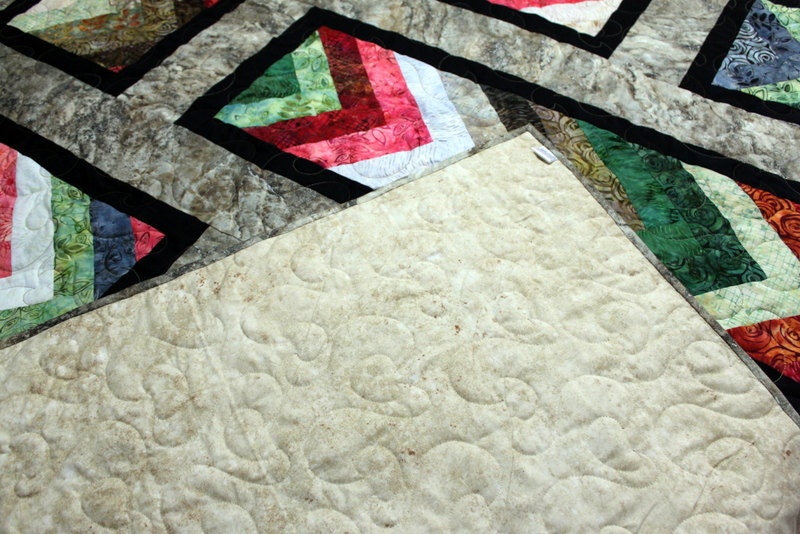 King Bed Quilt STRAWBERRY FIELDS FOREVER in Batik 103" x 103"
