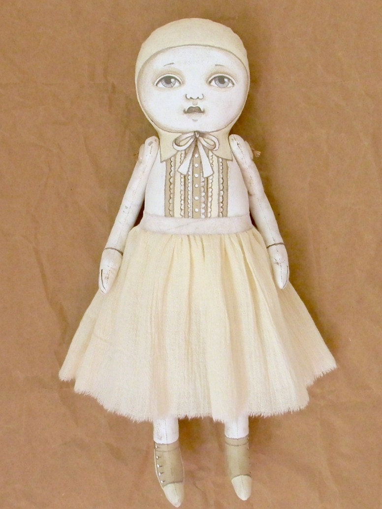Ghost Doll -- Halloween Hand Painted Cloth Original Primitive Folk Art OOAK