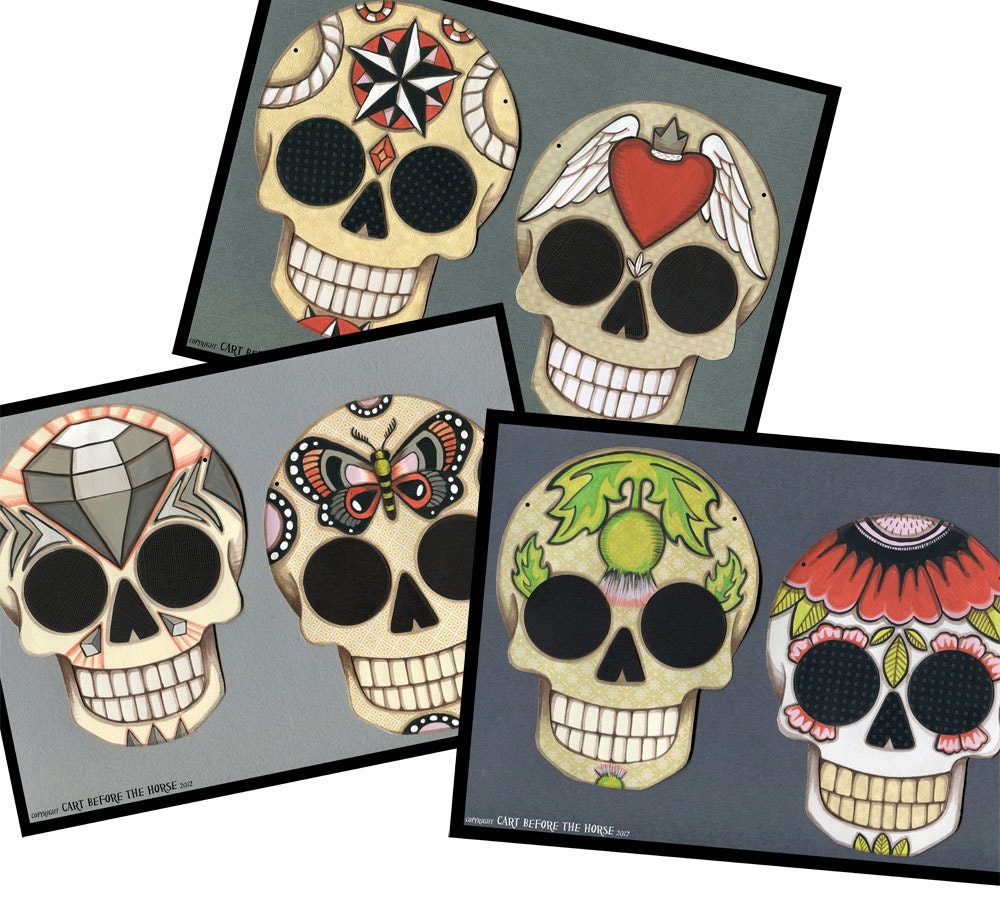DOTD Halloween Sugar Skull Banner Garland Bunting Ornaments Decoration Original Folk Art  DIY