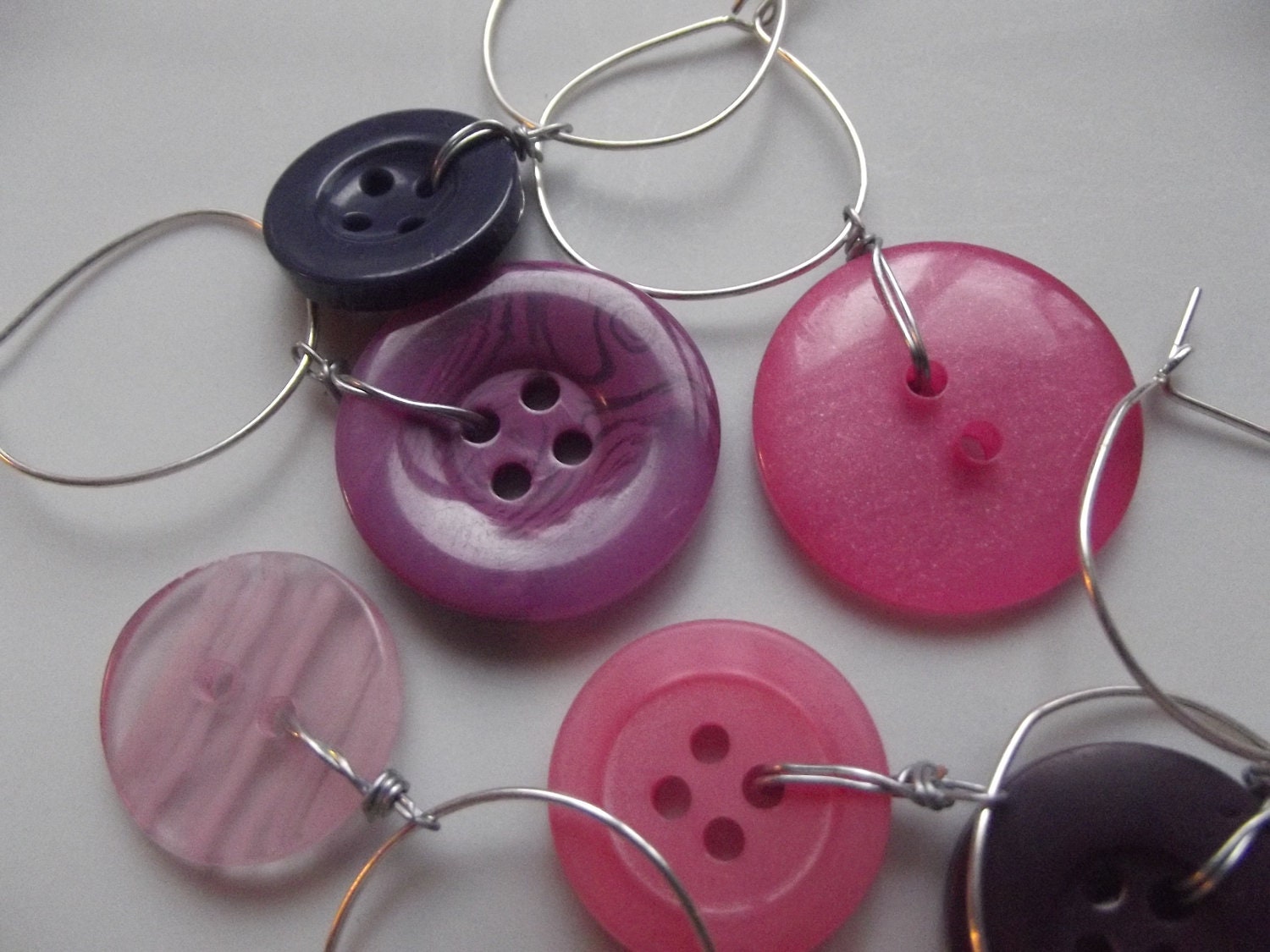 Button Wine Charms Markers Set of 6 - To Benefit Heart Strings