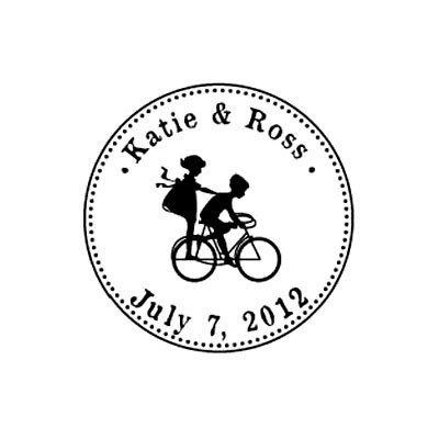 Wedding kids on bike custom rubber stamp bicycle