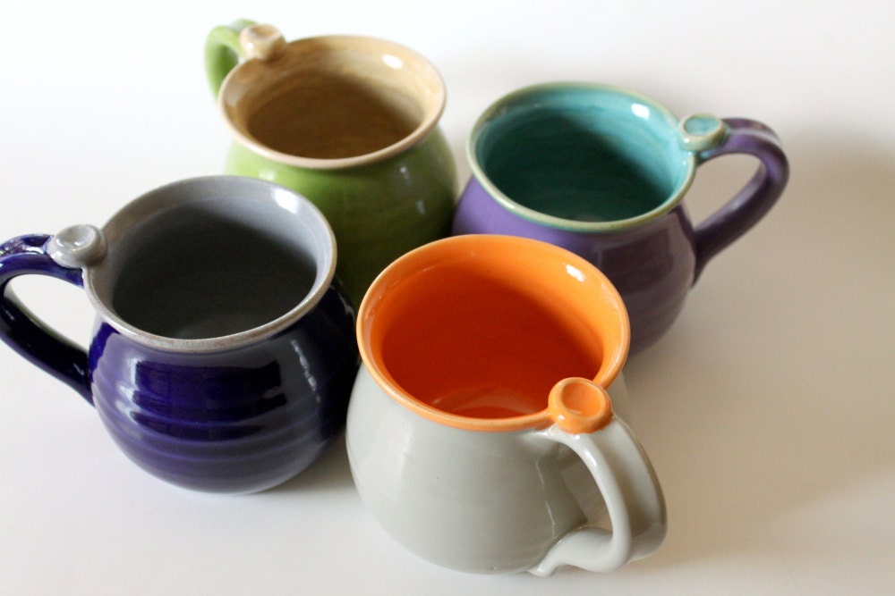 Custom Made, One Colorful Wheel Thrown Mug in Your Choice of Colors,  Made to Order