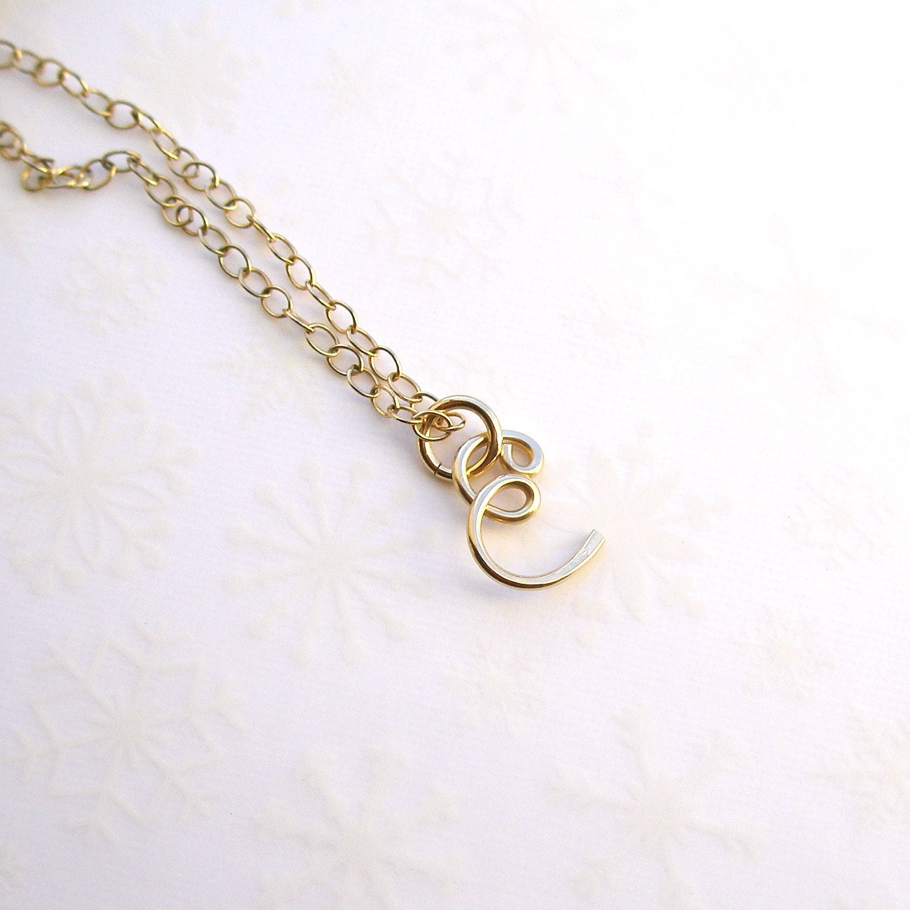 Letter E necklace - 14K gold fill