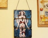 Zodiac - Astronomy - Anatomy - Medical - Home decor mini wall hanging, Blue 4 panel banner