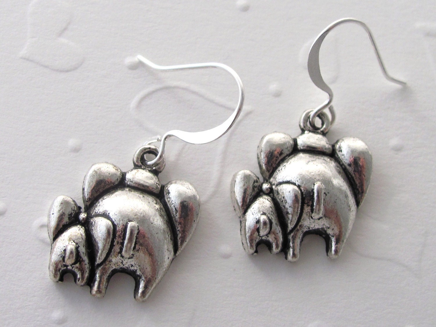 Elephant Butt Mother and Baby Pierced Earrings