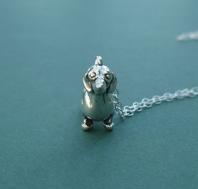 sterling silver dachshund necklace gift for her doxie wiener dog