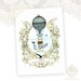 Hot Air Balloon, Greeting Card, Vintage Flight, Travel, Steampunk, Bird Cage, Crow, French