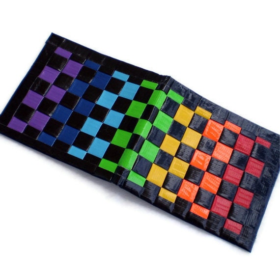 Duct Tape Wallet - Rainbow with Blue Interior