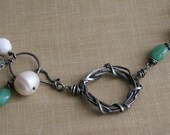 Pearl, Opal, Vintage Glass Nest Sterling Necklace