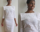 Vintage 80s White Lace Dress