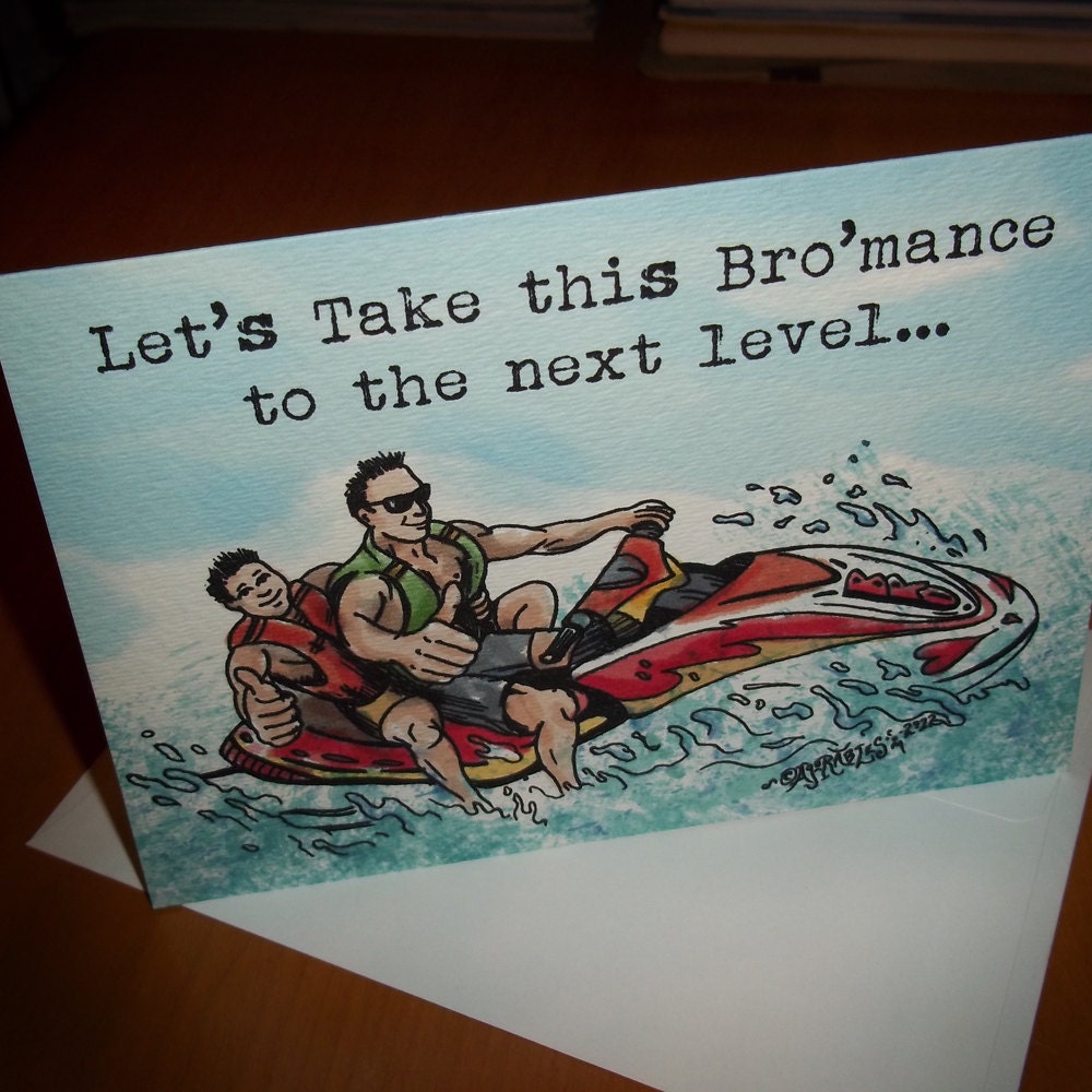 Funny Bro Card Jetski Cabo Humor 5x7 Greeting Card Blank inside by Agorables Youtube Bro'mance