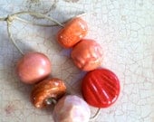 Reds Pinks Oranges Mixed Color Beads by Yolandas Clay